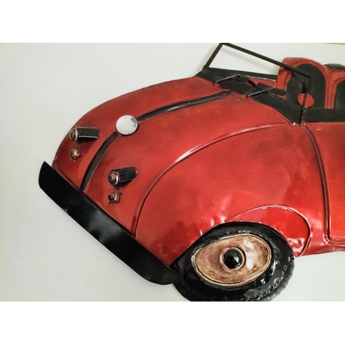 174 - Tin Plate Wall Art Model of a Beetle Car. 64cm x 42cm.