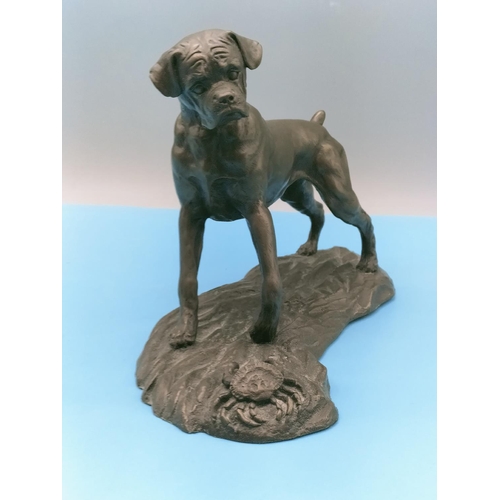 185 - Heredities Bronze Effect 'Boxer' Figure. Signed J Spouse. 14cm High x 32cm Long.