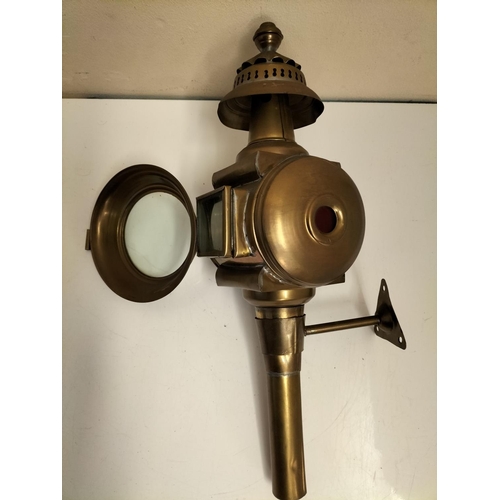 21 - Pair of Brass Coaching Lamps. 46cm Long.