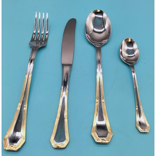 27 - 75 Piece Gottinghen Cutlery Set in 18/10 Stainless Steel with 24kt Gold Plate Overlay.