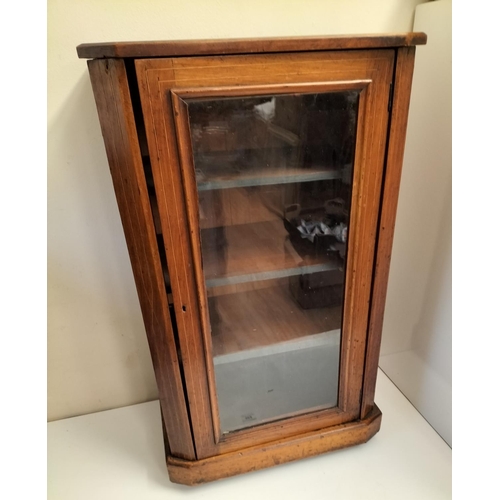 302 - Antique Glass Fronted 4 Shelf Cupboard. 88cm High, 31cm x 52cm. Requires Attention to Lock. This Lot... 