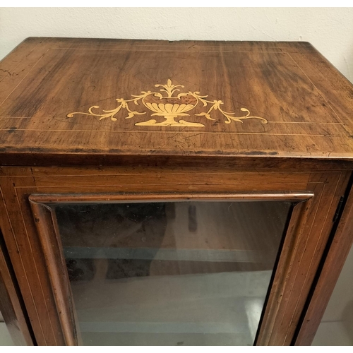 302 - Antique Glass Fronted 4 Shelf Cupboard. 88cm High, 31cm x 52cm. Requires Attention to Lock. This Lot... 