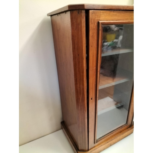 302 - Antique Glass Fronted 4 Shelf Cupboard. 88cm High, 31cm x 52cm. Requires Attention to Lock. This Lot... 