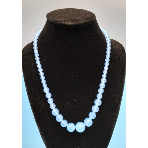 307 - Rare Natural Light Blue Jade Necklace.