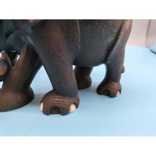 308 - Pair of Wooden Elephants. 13cm High. A/F to Foot.