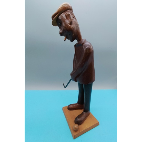 318 - Wooden 30cm Golfer Figure. Made in Italy.