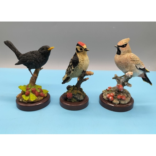 63 - 3 x Boxed Vintage Atlas Editions British Birds Collection Figures. 12cm High.