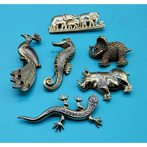 636 - Collection of Animal Themed Brooches (6).