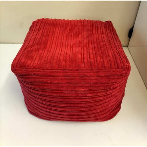 640 - Wicker Conservatory Chair plus Red Fabric Pouffe. Chair Height 74cm, 56cm x 56cm. Seat Height 40cm. ... 