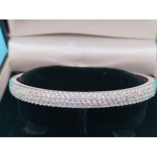 69 - 925 Silver Stone Set Bangle.