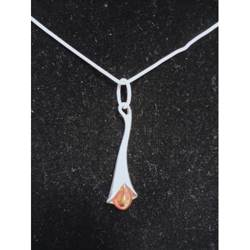 696 - 925 Silver and Amber Necklace.