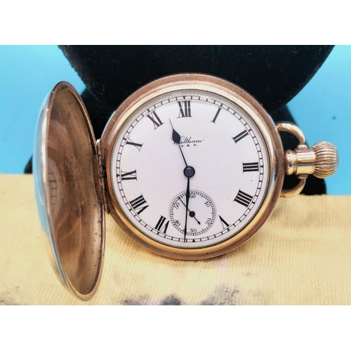 70 - Waltham USA Gold Plated Full Hunter Pocket Watch c1919. W/O.