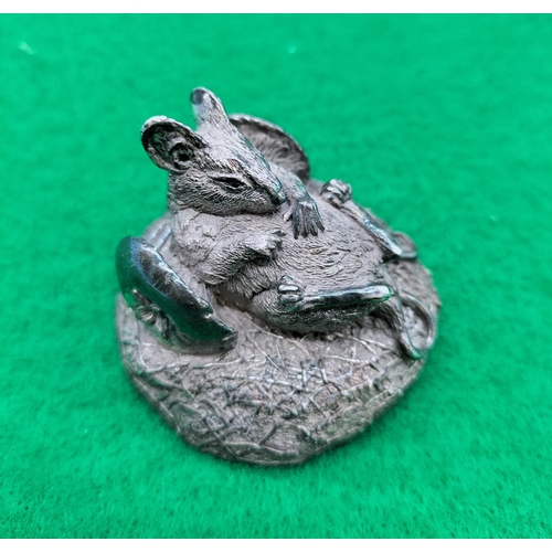 73 - Country Artist Hallmarked Filled Silver Figure of a Mouse on Apple Core. 4cm High.