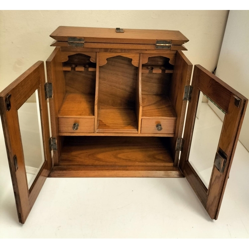 83 - Smokers Cabinet with Bevel Edged Glass and 2 Drawers. 32cm High, 35cm x 18cm. Requires Key. Slight D... 