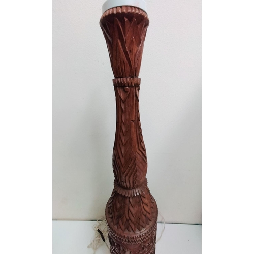 85 - Heavy Wooden Carved 77cm Lamp Base.