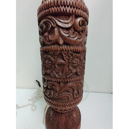 85 - Heavy Wooden Carved 77cm Lamp Base.