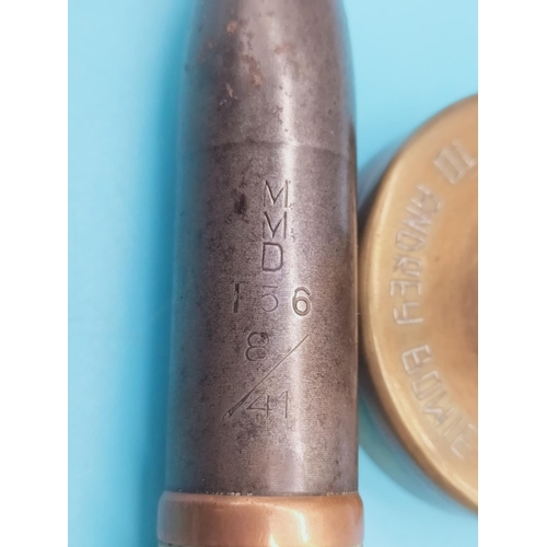 86 - Trench Art 19cm Lighter in the Shape of a Bullet. Inscribed to 'Audrey Bowie from Franek'.