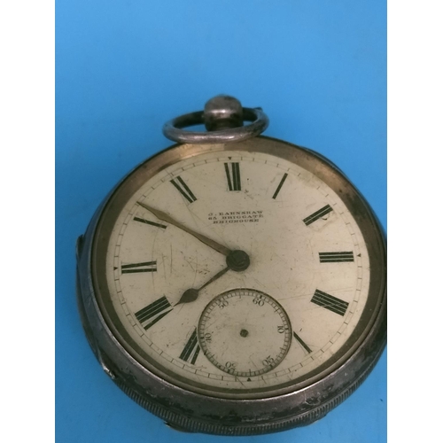 37 - 3 x Men's Silver Cased Pocket Watches. Require Attention. One Hallmarked Chester, One Birmingham, On... 