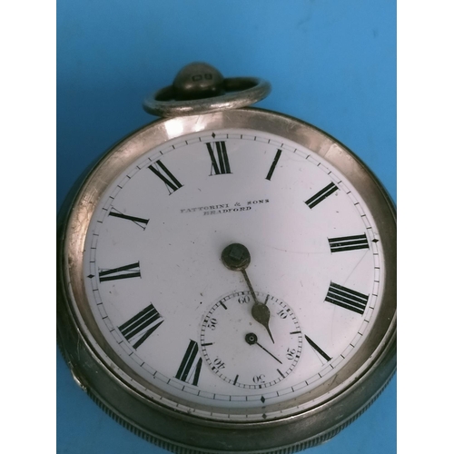 37 - 3 x Men's Silver Cased Pocket Watches. Require Attention. One Hallmarked Chester, One Birmingham, On... 