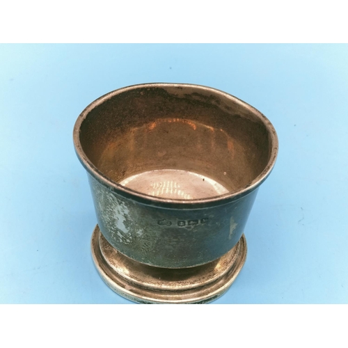 42 - Silver Hallmarked Pot. 4.5cm Tall, 5.5cm Diameter. 49 Grams.