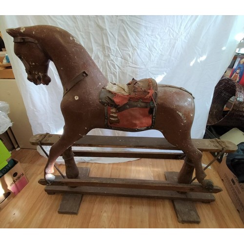 108 - Antique Wood Framed Rocking Horse. 130cm x 110cm. Ideal for Restoration. This Lot is Collection Only... 