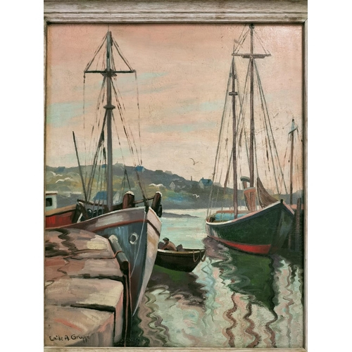 10 - Emile A Gruppe 1896-1978 Framed Oil On Board of a Harbour scene  probably Gloucester, Massachusetts ... 