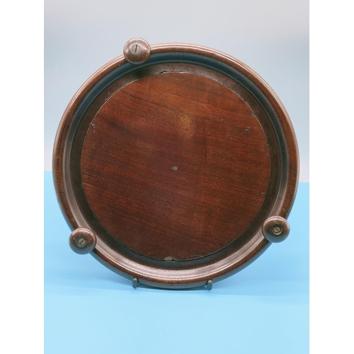 130 - Victorian Mahogany and Beadwork Circular Pot Stand/Tray. 26cm Diameter.