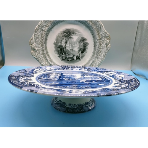 131 - Footed Cake Stands (2) - Victorian 'Missouri' Cake Stand A/F plus Spode 'Italian Garden' Cake Stand.... 