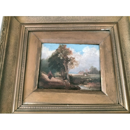 135 - 2 x Framed Victorian Oil on Board Rural Landscape Scenes. Unsigned. 35cm x 32cm.