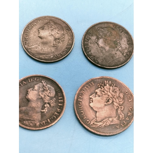 138 - Collection of Mixed Copper Farthings - George III, George IV and Victoria 1806 - 1891.