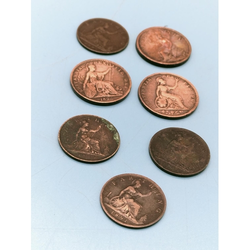 138 - Collection of Mixed Copper Farthings - George III, George IV and Victoria 1806 - 1891.