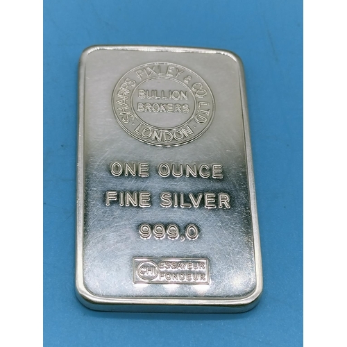 165 - Sharps Pixley & Co Ltd, London, One Ounce Fine Silver Bar 999.0 Silver.