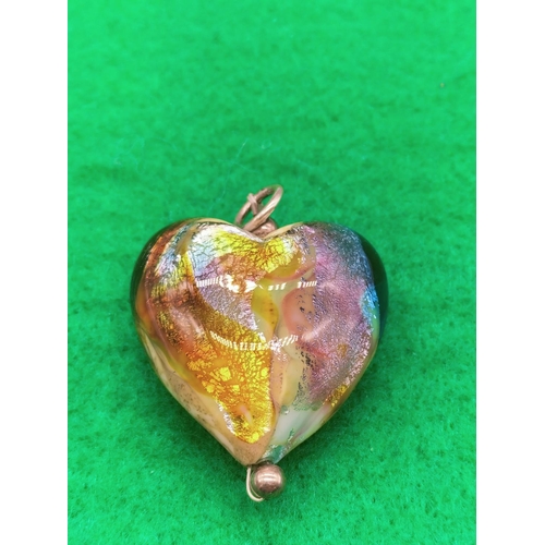 200 - Silver and Dichroic Glass Heart Pendant. Silver Tested by Vendor.