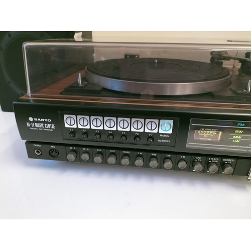 201 - Sanyo Hi Fi Music Centre Model GXT4580MK. Measures 71cm x 40cm x 20cm. Speakers measure 41cm x 23cm ... 