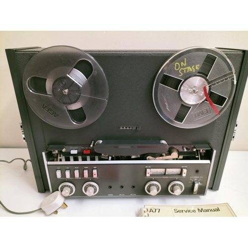 202 - Revox Type A77 Reel to Reel Tape plus Revox Manual and Service Manual. W/O. Plays Well. This Lot is ... 