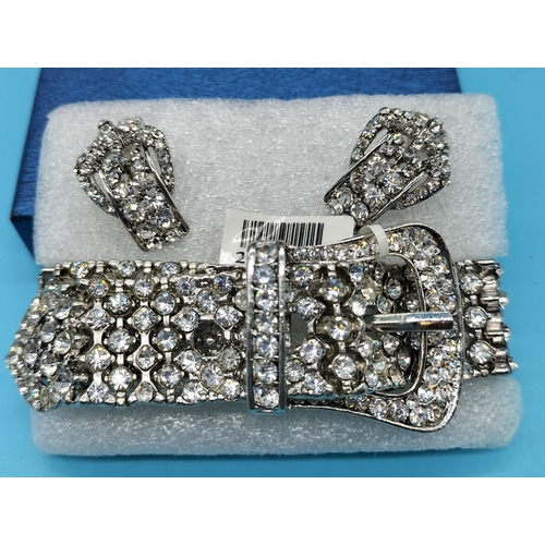 212 - Diamante Buckle Bracelet and Matching Earrings.