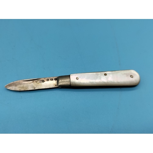 238 - Silver Hallmarked (Birmingham 1909) and Mother of Pearl Pen Knife.