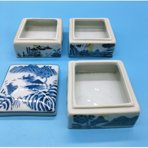 242 - Chinese Blue and White 14cm Tower Container.