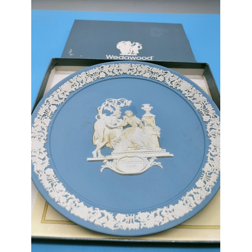 244 - Wedgwood Jasper Ware 17cm Plate 'Valentine 1991 'Romeo and Juliet'. In Original Box.