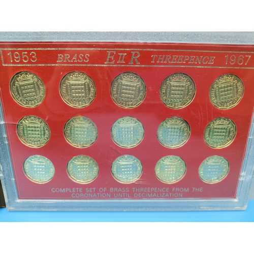 253 - 2 x Coin Sets - 1949 Coin Set plus Brass Three Pence 1953-1967.