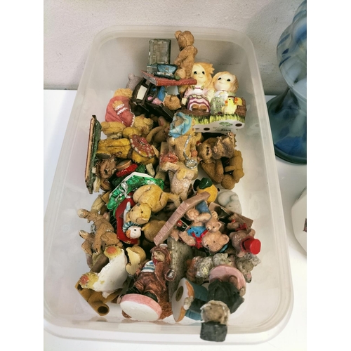 270 - Box of Mixed Items to include Bunnykins, Glass Vase, Miniature Figures, etc.