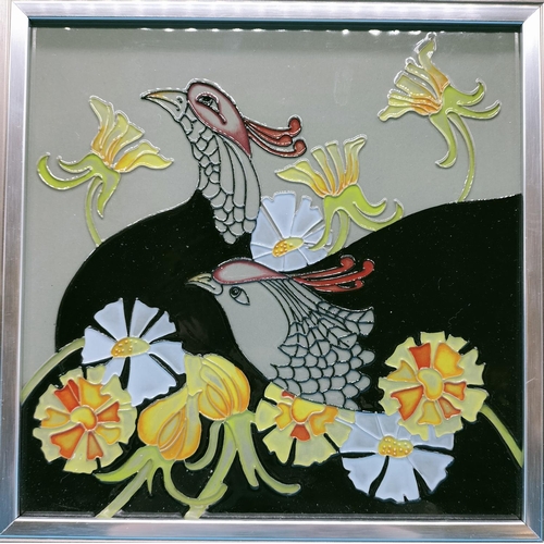 275 - Moorcroft Plaque 'Courting Birds' by Emma Bossons. Signed by Emma. 26cm x 26cm. First Quality. RRP £... 