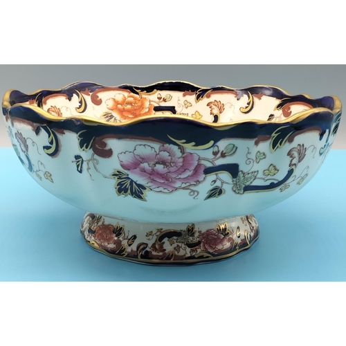 276 - Mason's Fluted Fruit Bowl in the 'Blue Mandalay' Pattern. 11cm High, 26cm Diameter.