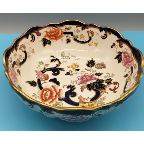 276 - Mason's Fluted Fruit Bowl in the 'Blue Mandalay' Pattern. 11cm High, 26cm Diameter.