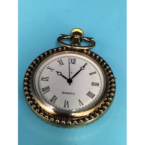 280 - Quartz Pocket Watch with Plastic Picture Back. W/O.