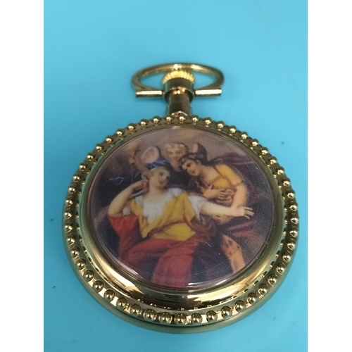 280 - Quartz Pocket Watch with Plastic Picture Back. W/O.