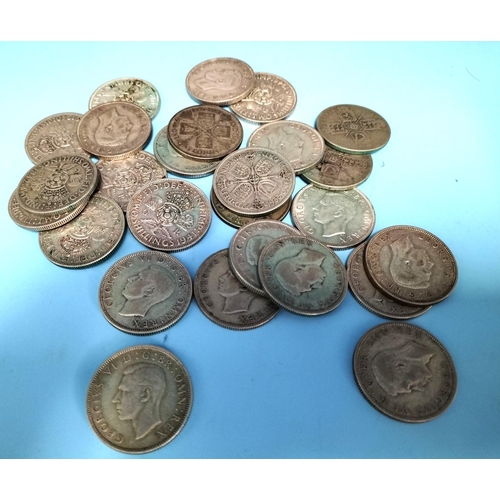 3 - Collection of Pre 1947 50% Silver Two Shillings. 290 Grams.