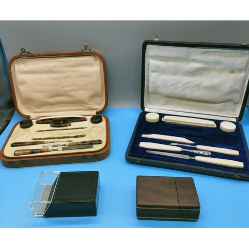 327 - Military Issue Forks (4), Gucci Cigarette Case plus One Other, plus 2 x Part Manicure Sets.