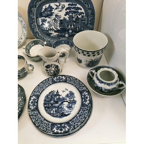 336 - Box of Mixed Blue and White Tableware, etc.