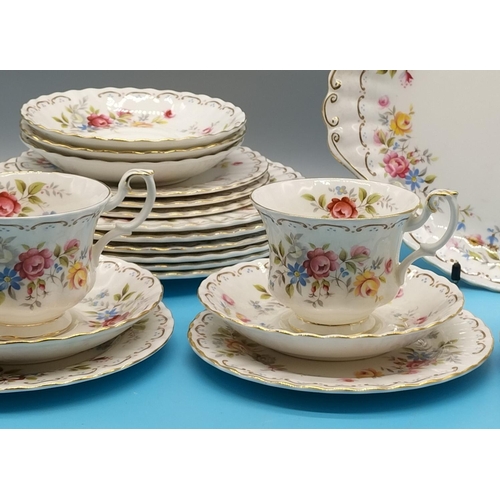 341 - Royal Albert Cups, Saucers and Plates (22 pieces) in the 'Jubilee Rose' Pattern.